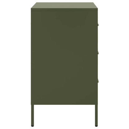 Tables de chevet 2 pcs vert olive 36x39x68 cm acier