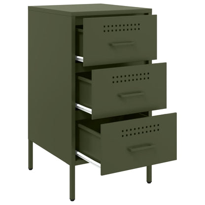 Tables de chevet 2 pcs vert olive 36x39x68 cm acier