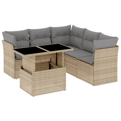 Salon de jardin avec coussins 6 pcs beige résine tressée