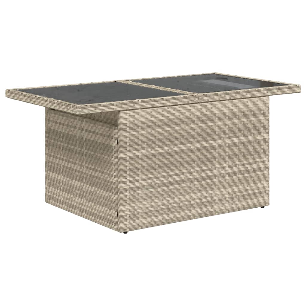 Salon de jardin avec coussins 7 pcs gris clair résine tressée