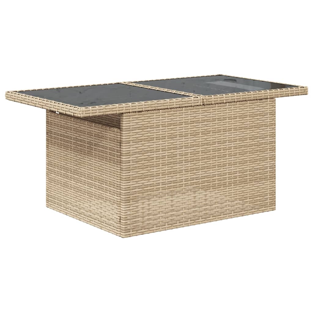 Salon de jardin avec coussins 9 pcs beige résine tressée