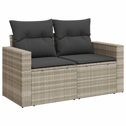 Salon de jardin avec coussins 7 pcs gris clair résine tressée