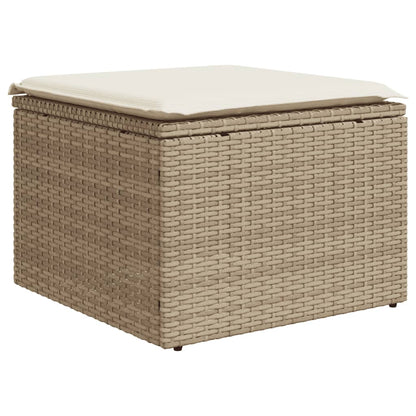 Salon de jardin avec coussins 9 pcs beige résine tressée