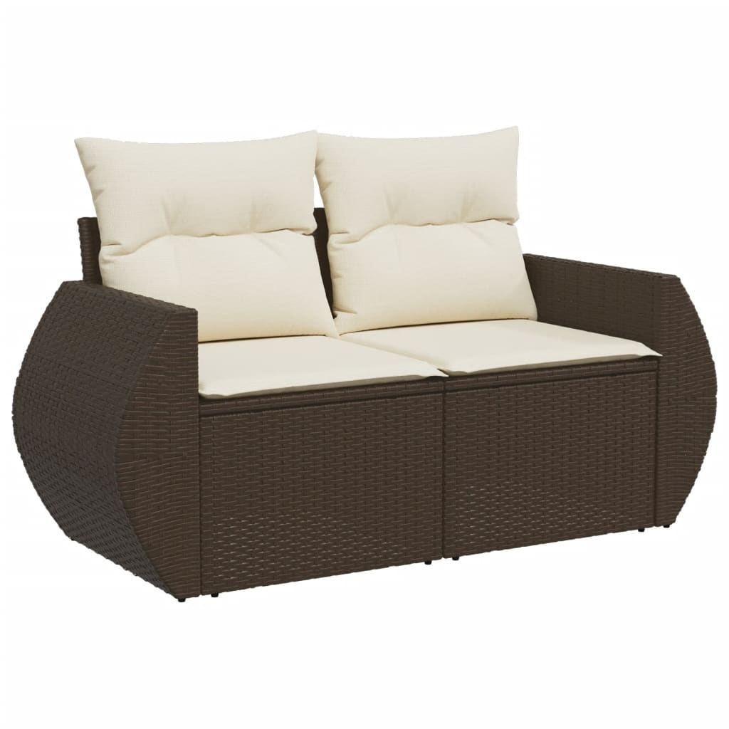 Salon de jardin avec coussins 7 pcs marron résine tressée