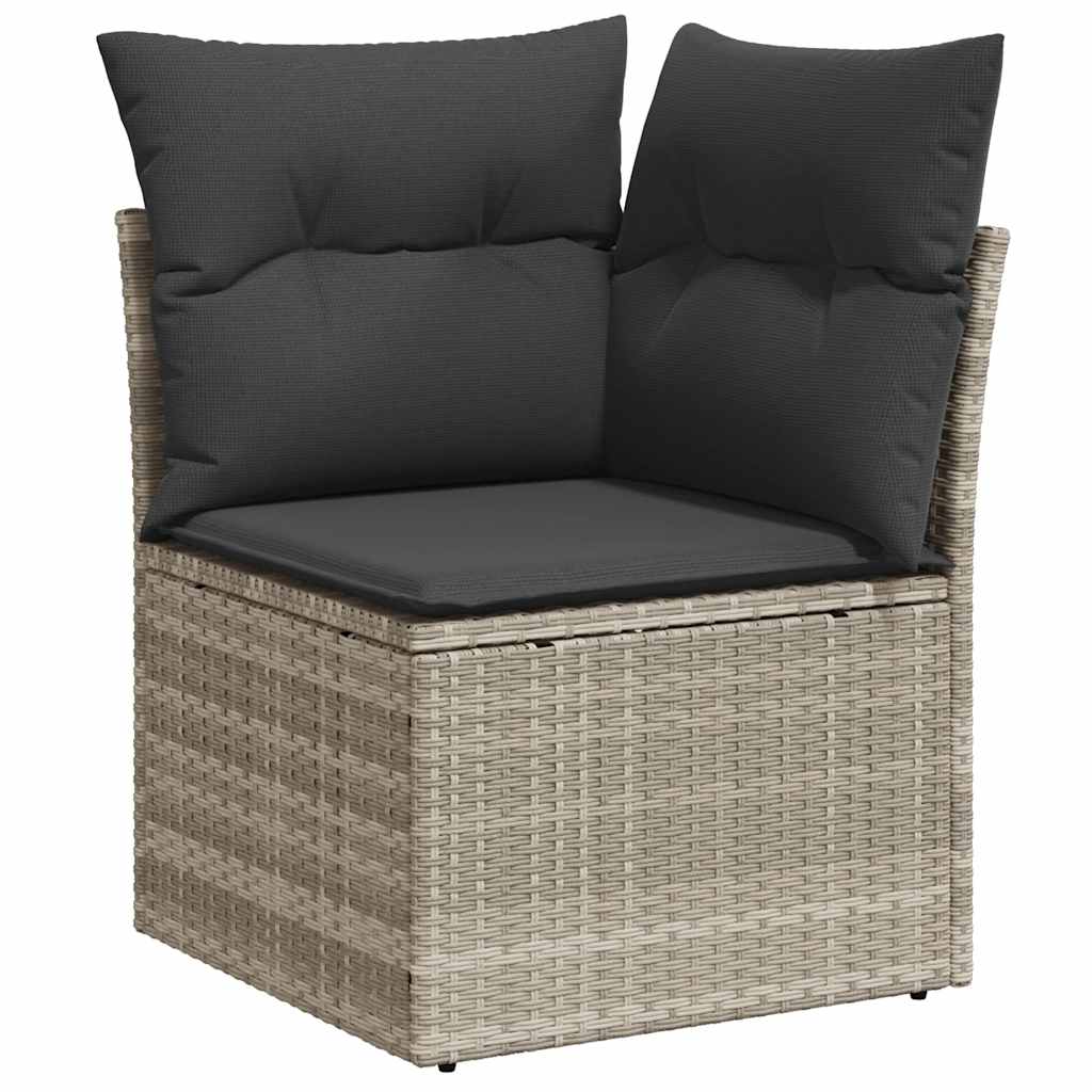 Salon de jardin avec coussins 7 pcs gris clair résine tressée