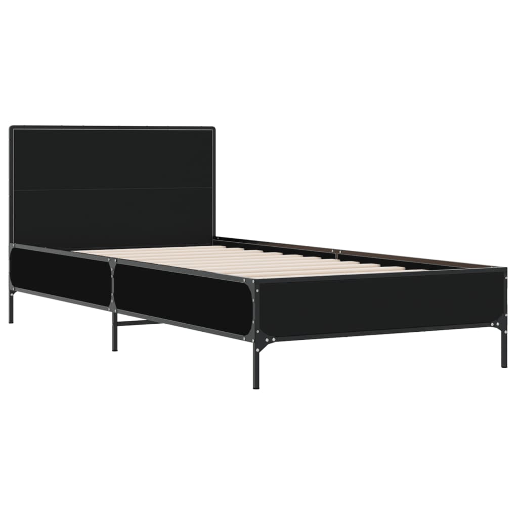 Cadre de lit sans matelas noir 90x200 cm