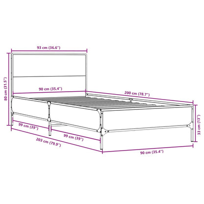 Cadre de lit sans matelas chêne sonoma 90x200 cm