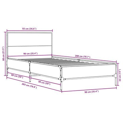 Cadre de lit sans matelas chêne marron 90x200 cm