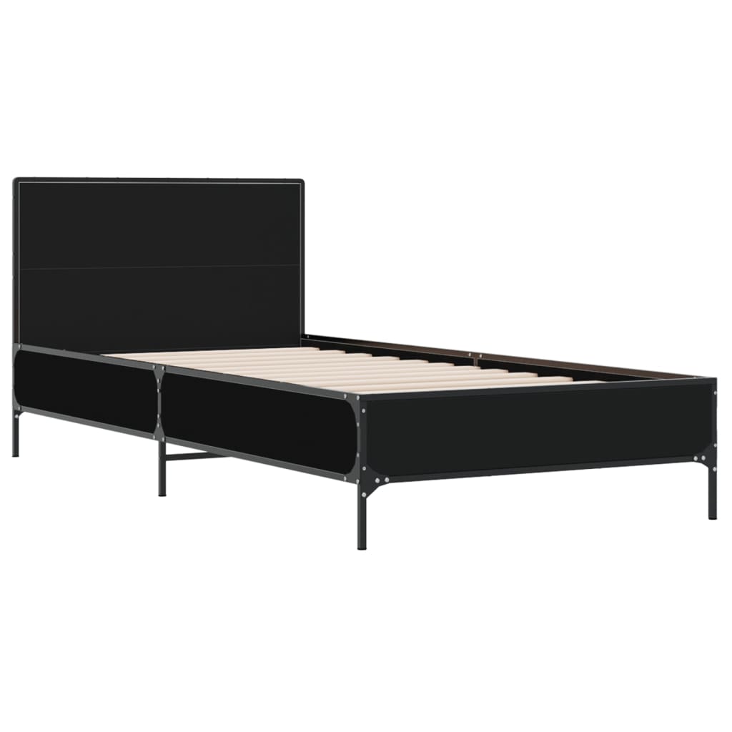 Cadre de lit sans matelas noir 75x190 cm