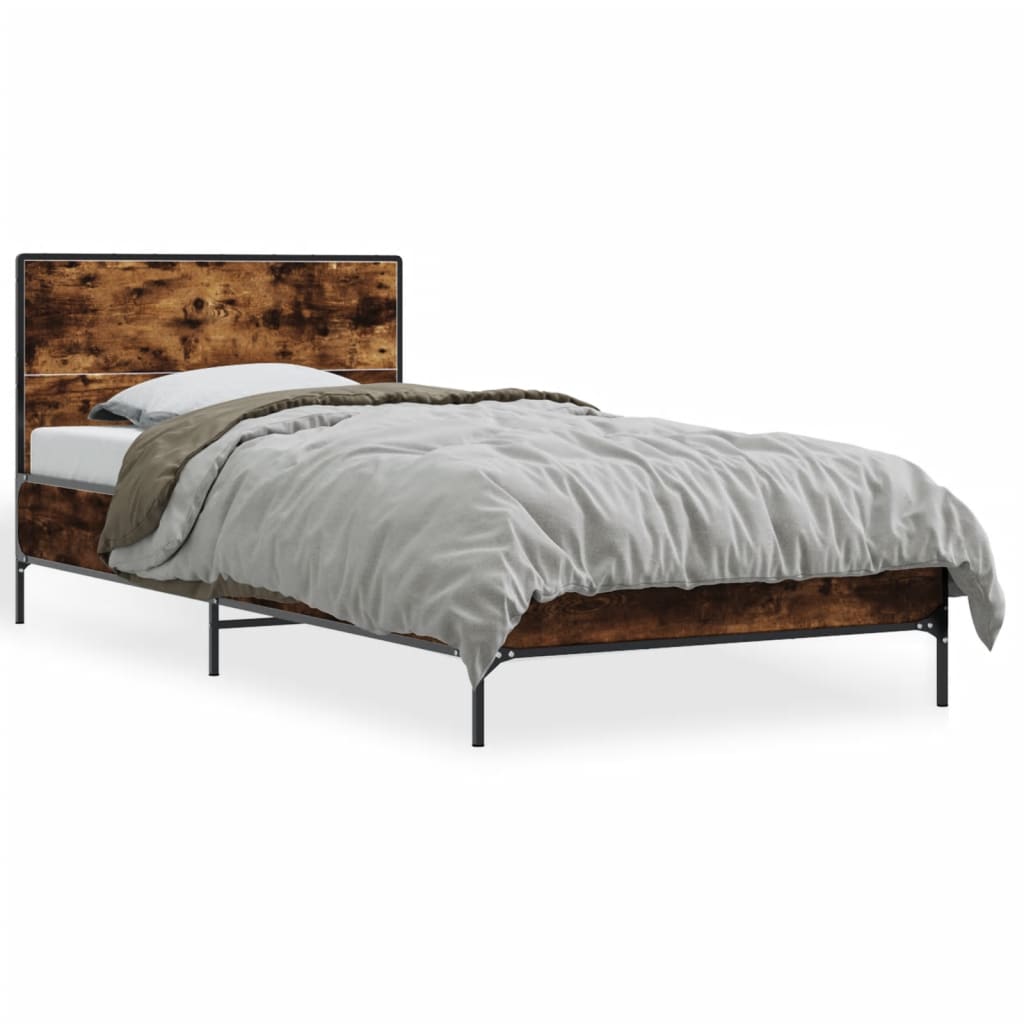 Cadre de lit sans matelas chêne fumé 75x190 cm