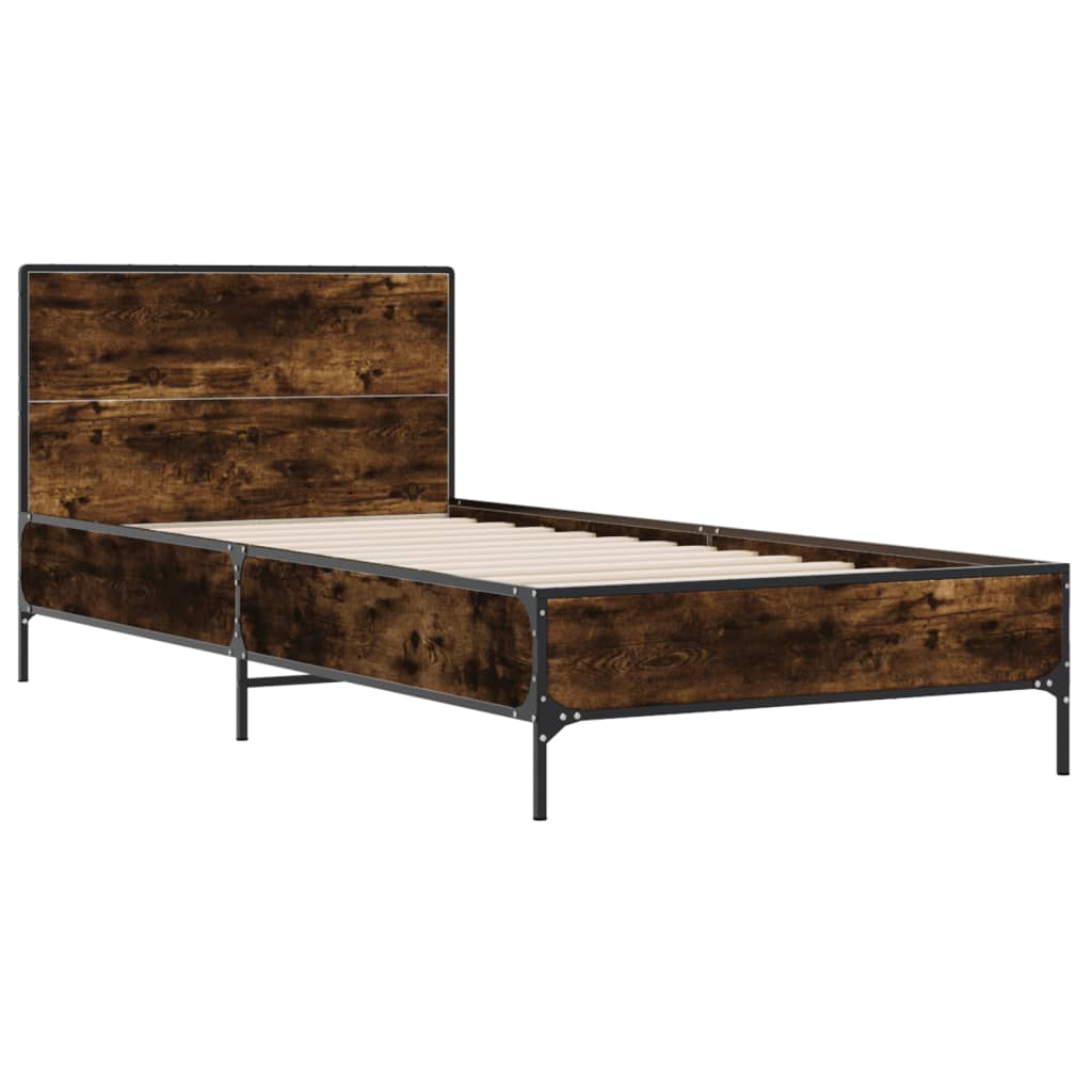 Cadre de lit sans matelas chêne fumé 75x190 cm