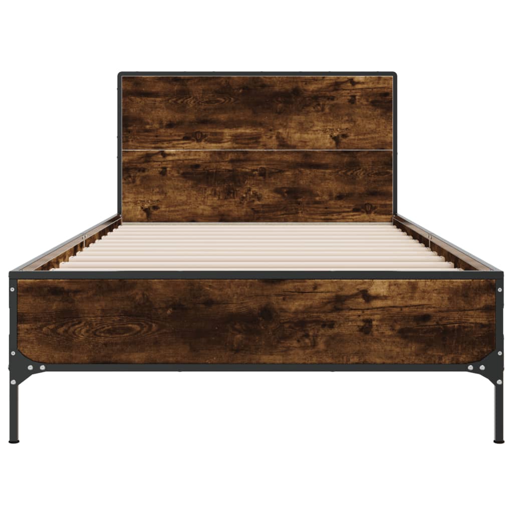 Cadre de lit sans matelas chêne fumé 90x190 cm