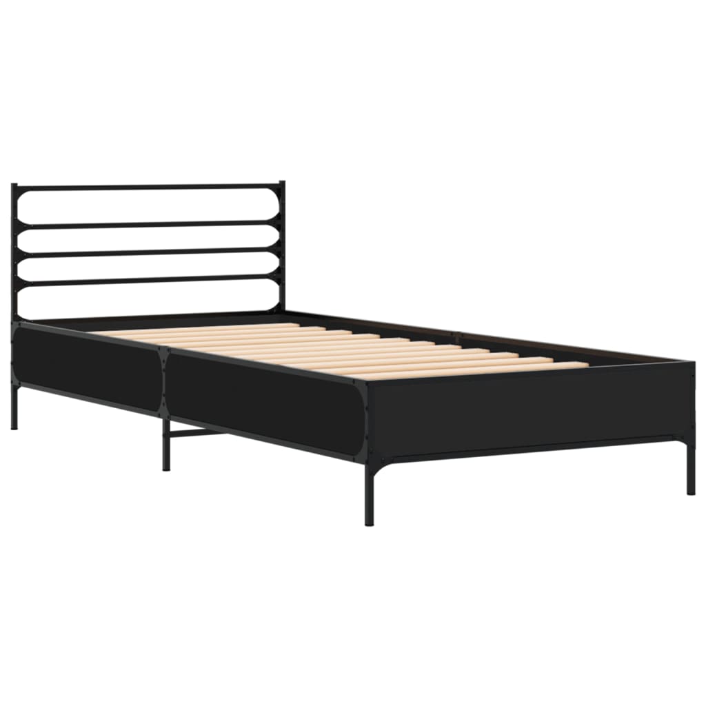 Cadre de lit sans matelas noir 100x200 cm