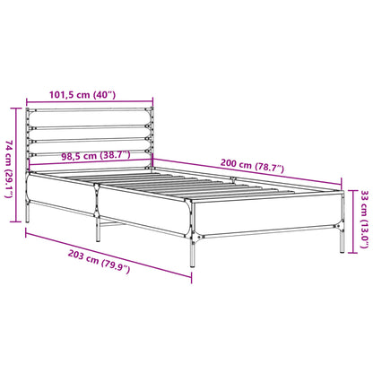 Cadre de lit sans matelas chêne fumé 100x200 cm