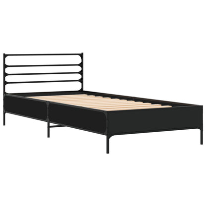 Cadre de lit sans matelas noir 75x190 cm