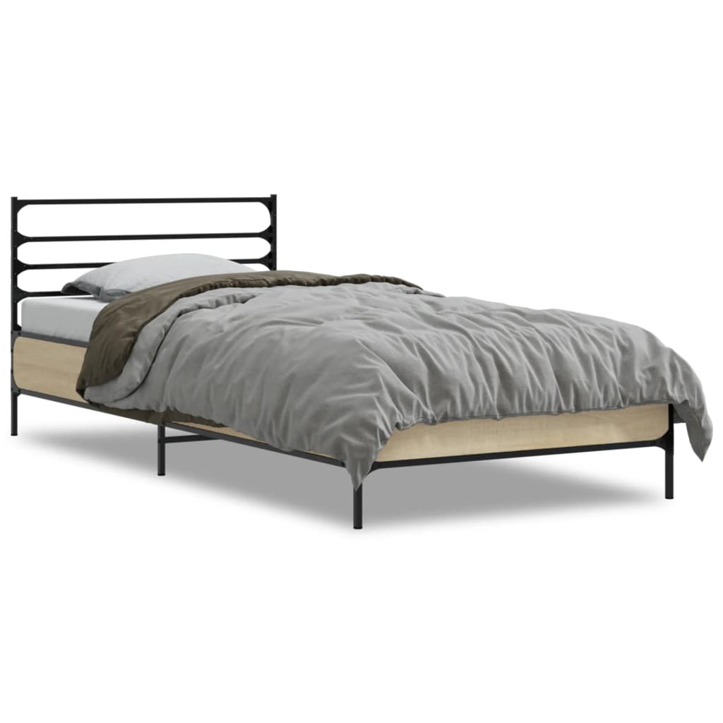 Cadre de lit sans matelas chêne sonoma 75x190 cm