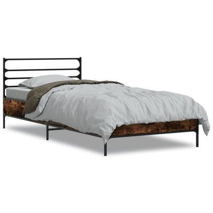 Cadre de lit sans matelas chêne fumé 75x190 cm