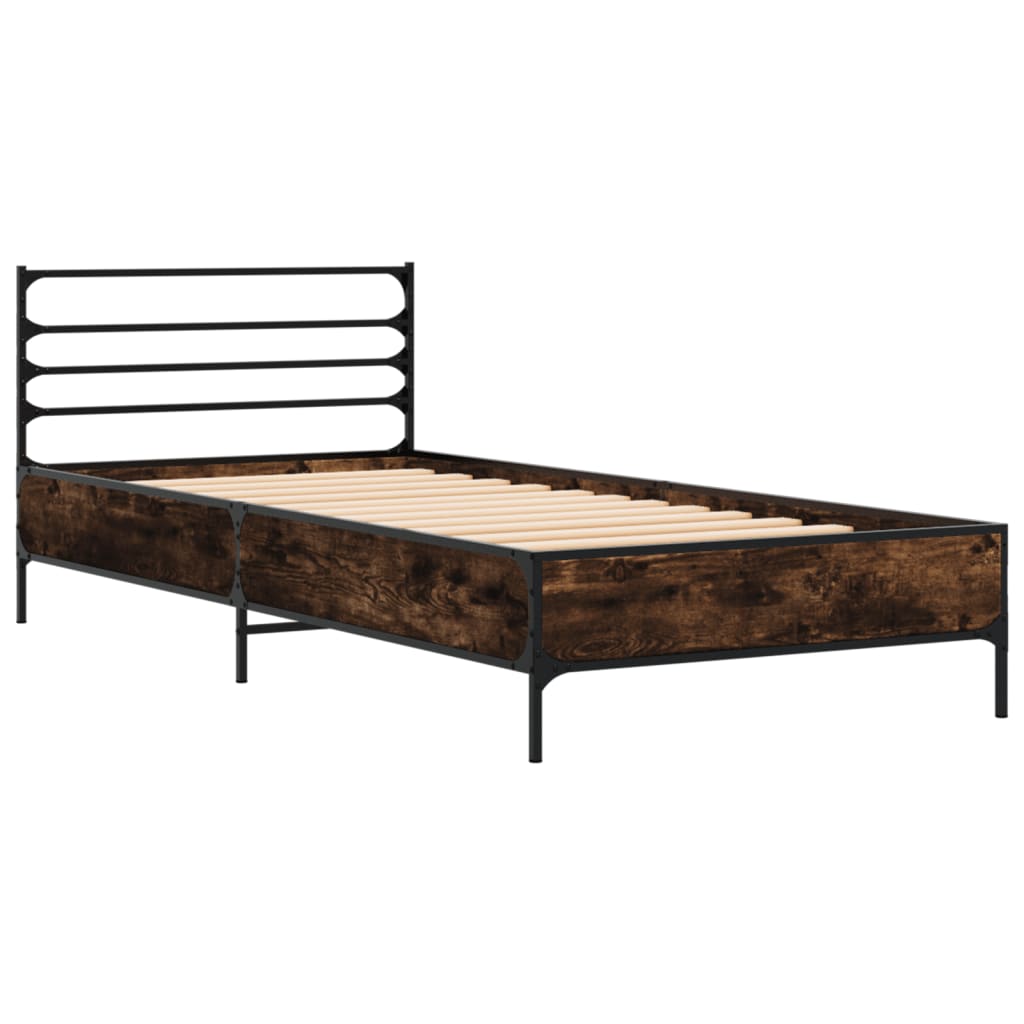 Cadre de lit sans matelas chêne fumé 75x190 cm