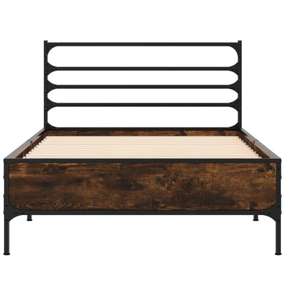 Cadre de lit sans matelas chêne fumé 75x190 cm