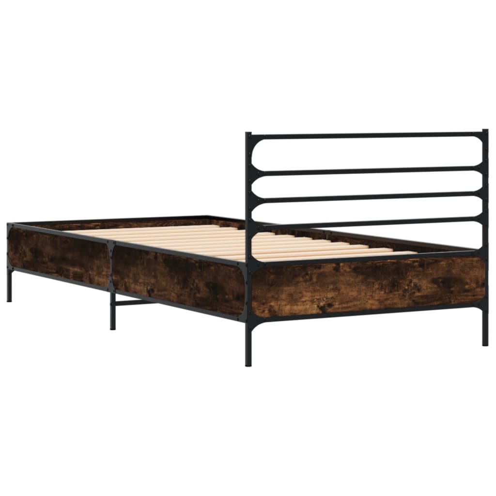 Cadre de lit sans matelas chêne fumé 75x190 cm