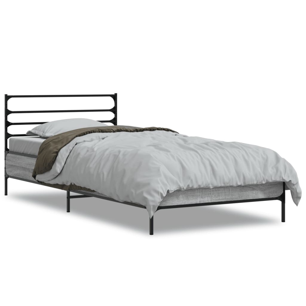 Cadre de lit sans matelas sonoma gris 75x190 cm