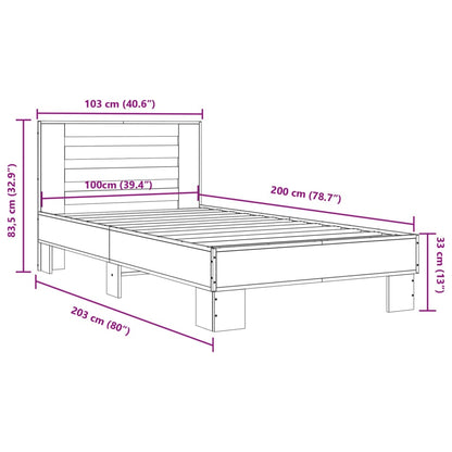 Cadre de lit sans matelas noir 100x200 cm