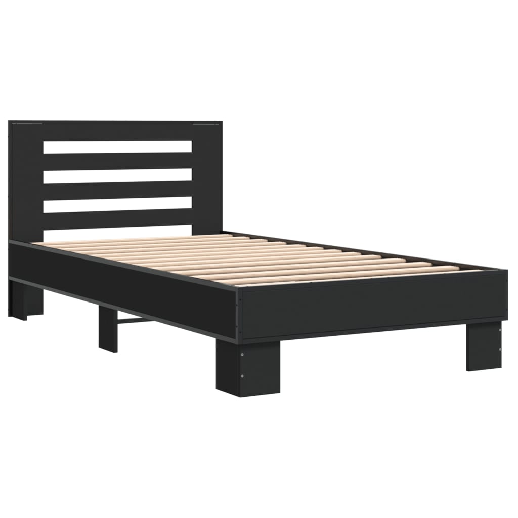 Cadre de lit sans matelas noir 90x200 cm