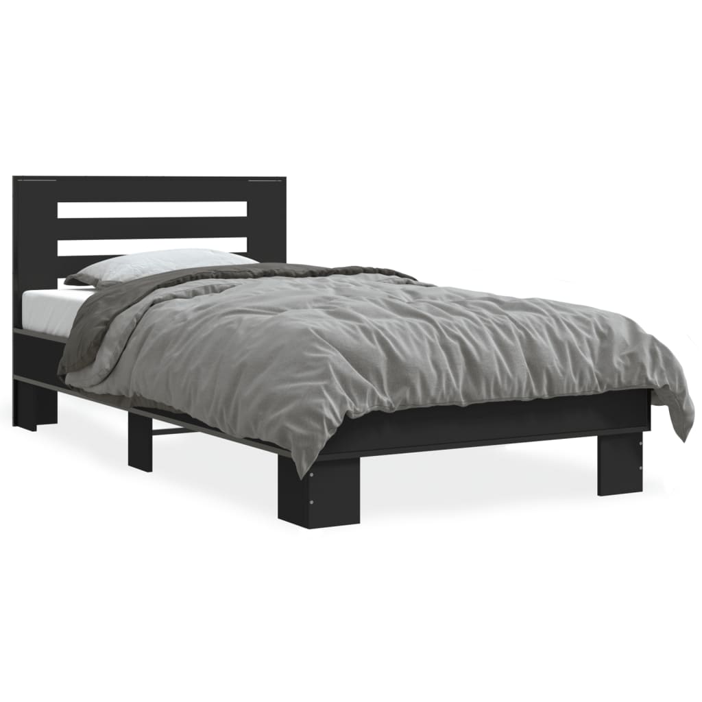 Cadre de lit sans matelas noir 75x190 cm