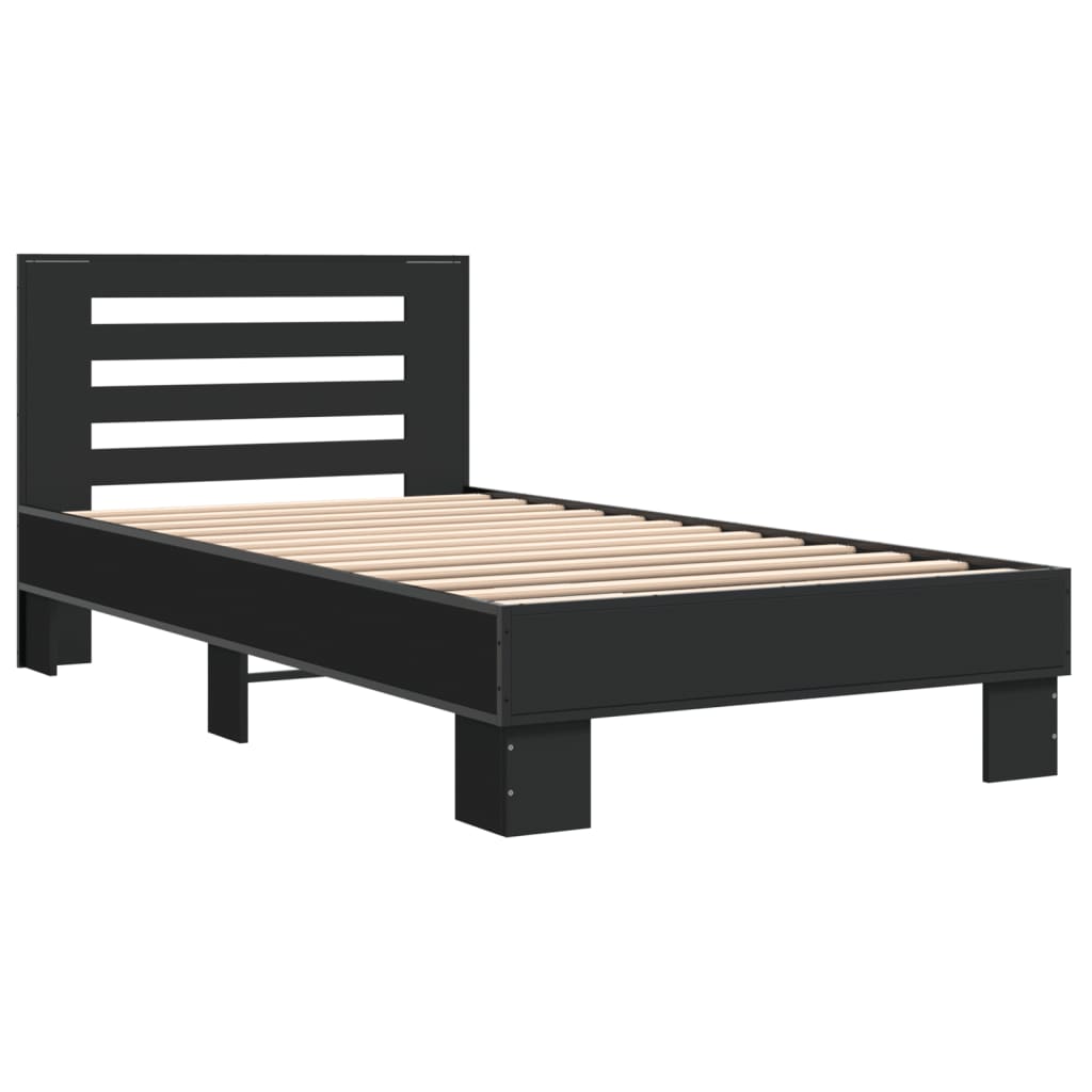 Cadre de lit sans matelas noir 75x190 cm