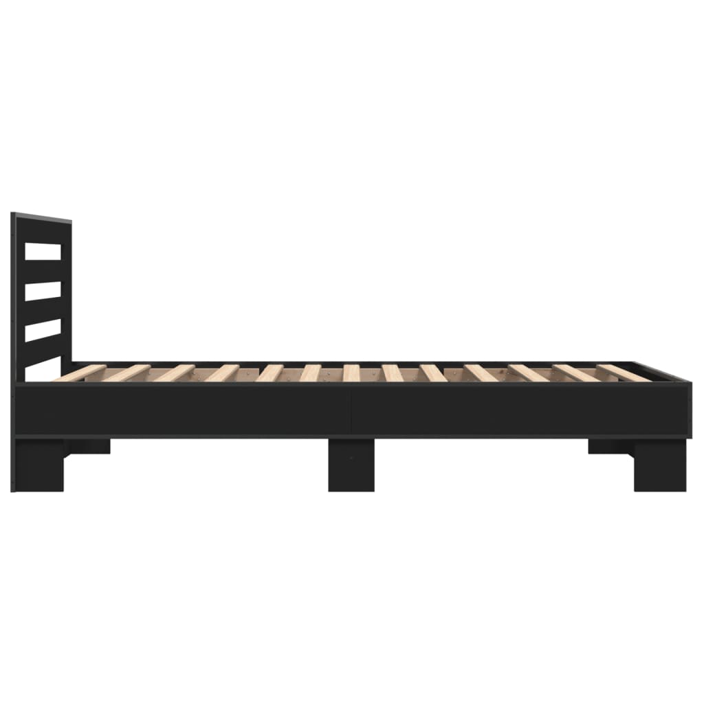 Cadre de lit sans matelas noir 75x190 cm