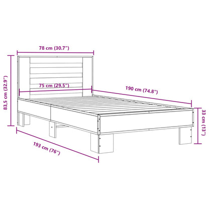 Cadre de lit sans matelas chêne sonoma 75x190 cm