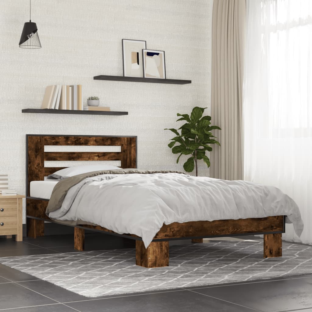 Cadre de lit sans matelas chêne fumé 75x190 cm