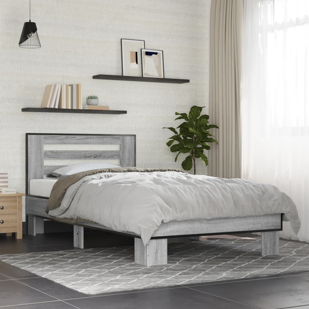 Cadre de lit sans matelas sonoma gris 75x190 cm