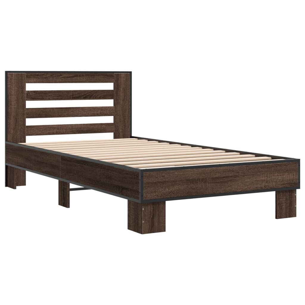 Cadre de lit sans matelas chêne marron 75x190 cm