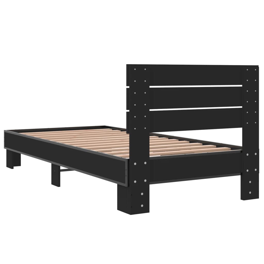 Cadre de lit sans matelas noir 90x200 cm