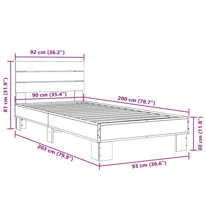 Cadre de lit sans matelas chêne fumé 90x200 cm