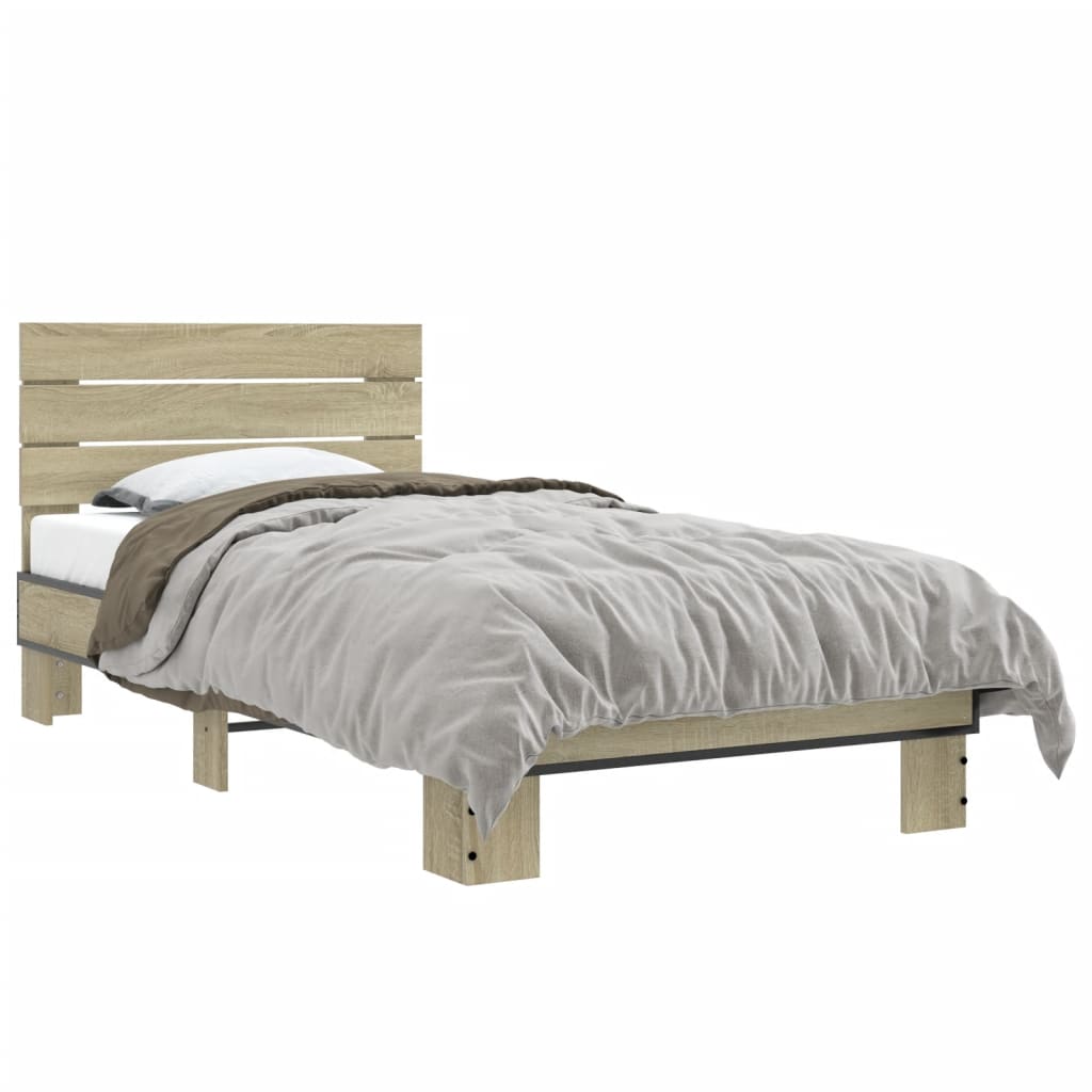 Cadre de lit sans matelas chêne sonoma 75x190 cm