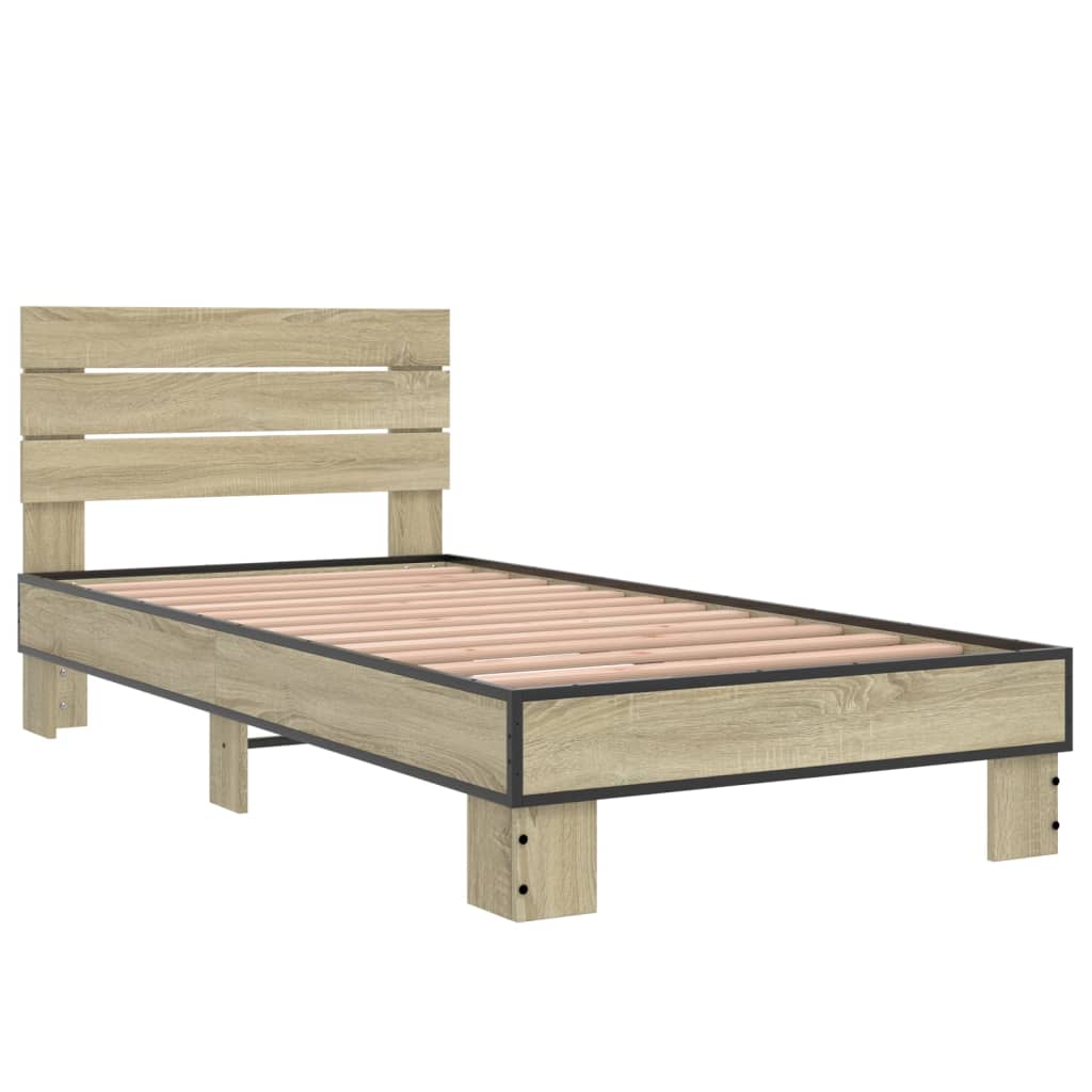 Cadre de lit sans matelas chêne sonoma 75x190 cm