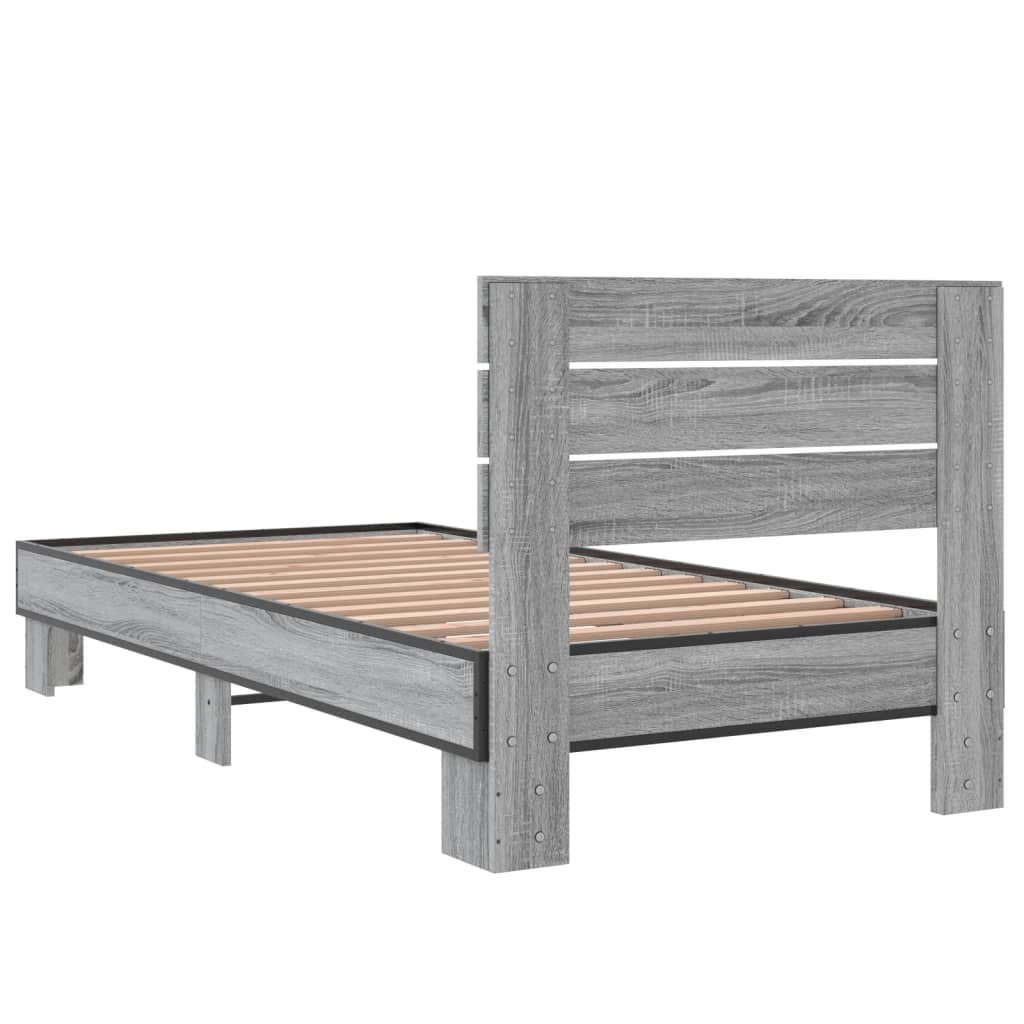 Cadre de lit sans matelas sonoma gris 75x190 cm