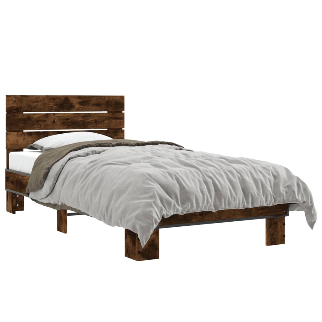 Cadre de lit sans matelas chêne fumé 90x190 cm