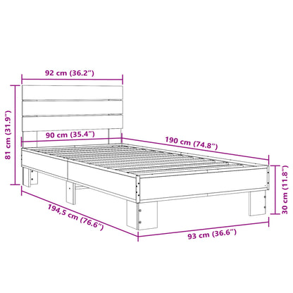 Cadre de lit sans matelas sonoma gris 90x190 cm