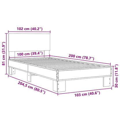 Cadre de lit sans matelas chêne fumé 100x200 cm