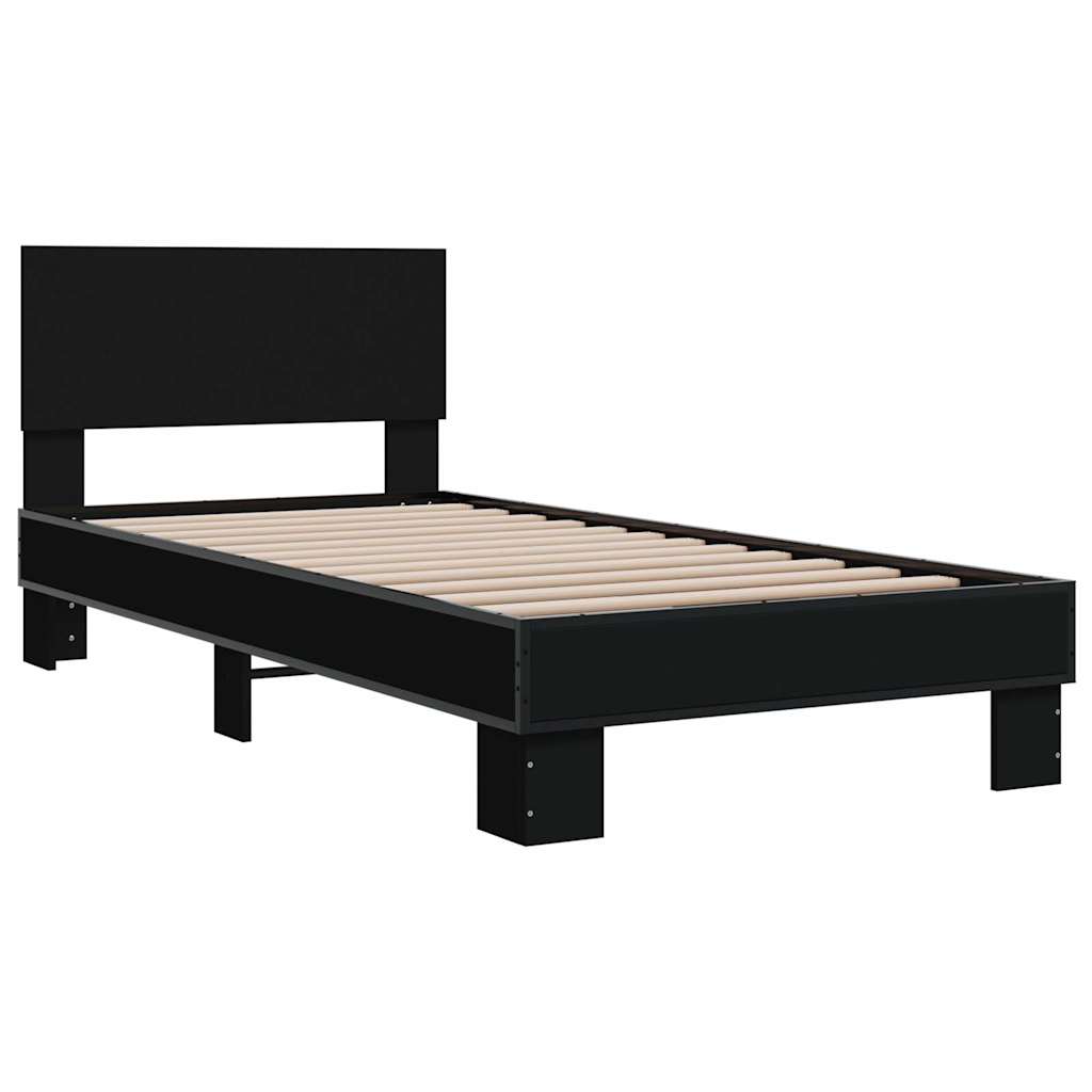 Cadre de lit sans matelas noir 75x190 cm