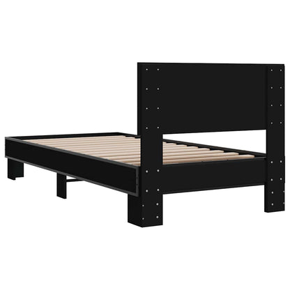 Cadre de lit sans matelas noir 75x190 cm