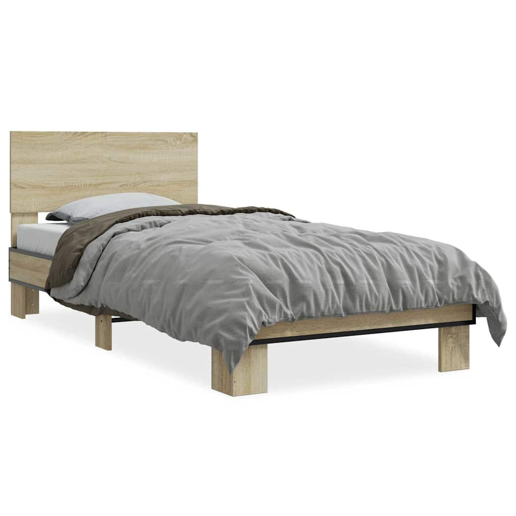 Cadre de lit sans matelas chêne sonoma 75x190 cm