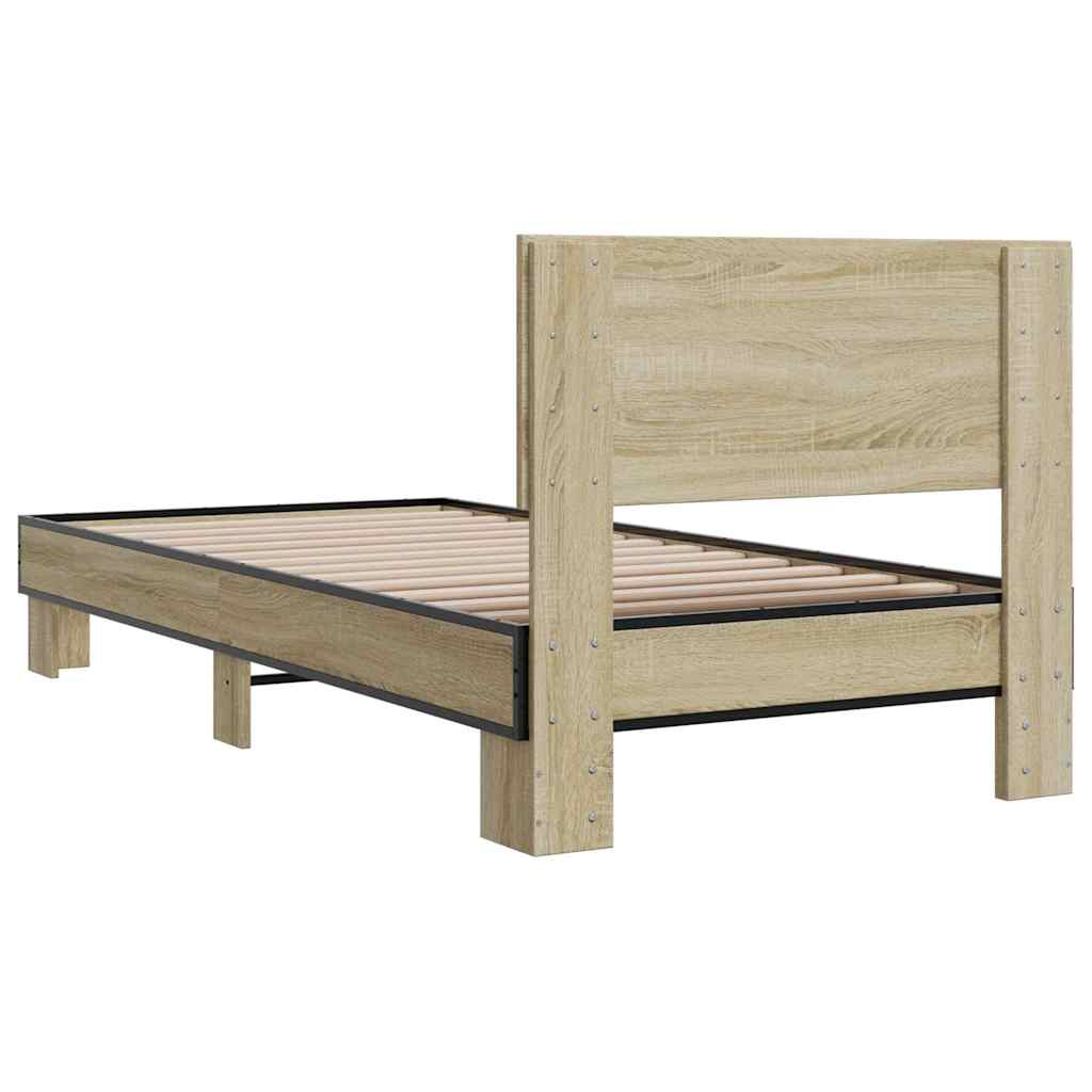 Cadre de lit sans matelas chêne sonoma 75x190 cm