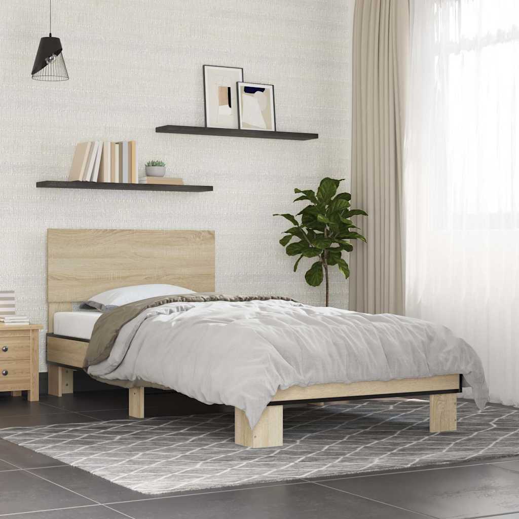 Cadre de lit sans matelas chêne sonoma 75x190 cm