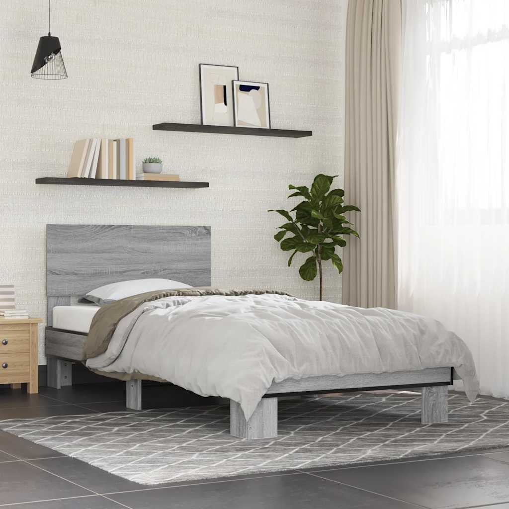 Cadre de lit sans matelas sonoma gris 75x190 cm