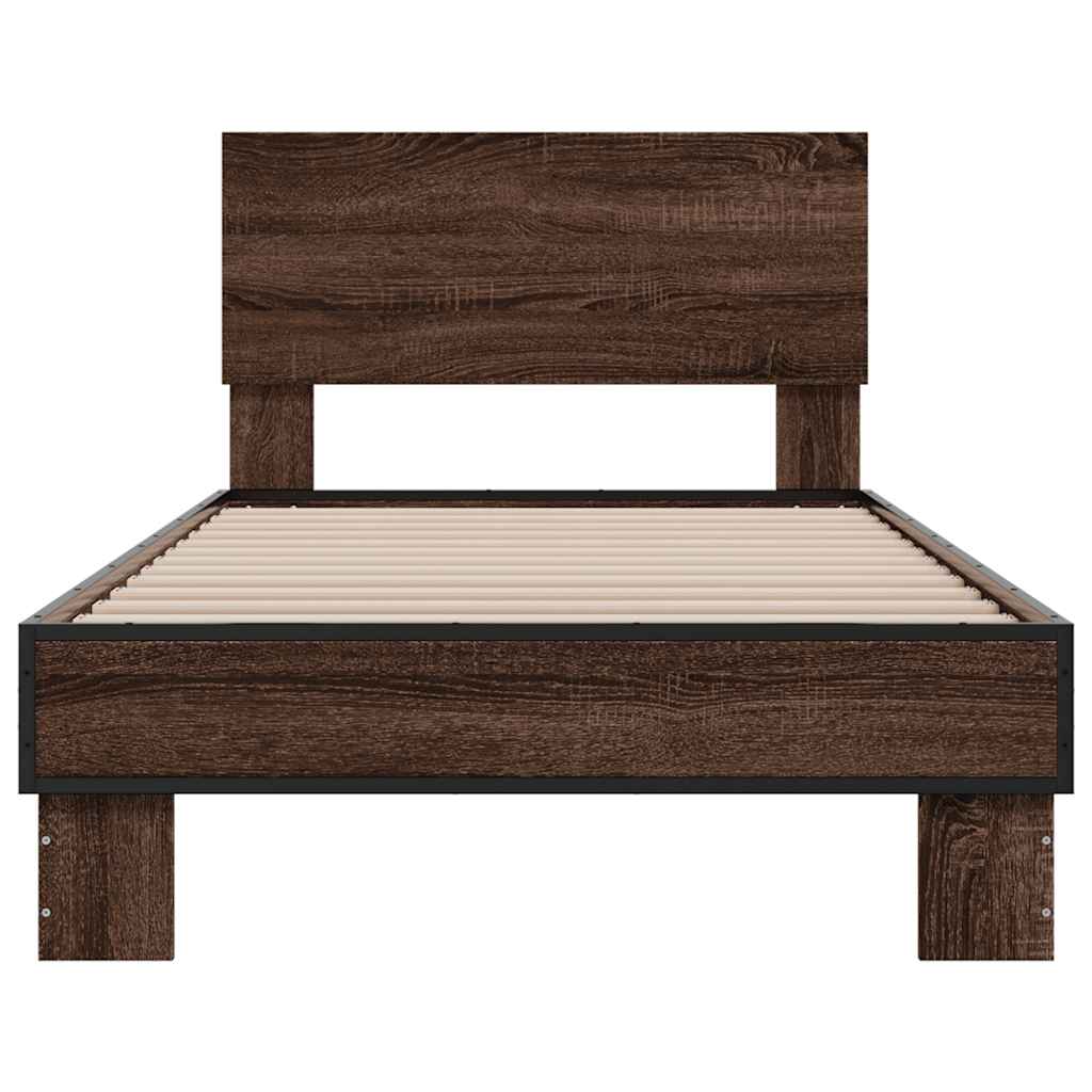 Cadre de lit sans matelas chêne marron 75x190 cm