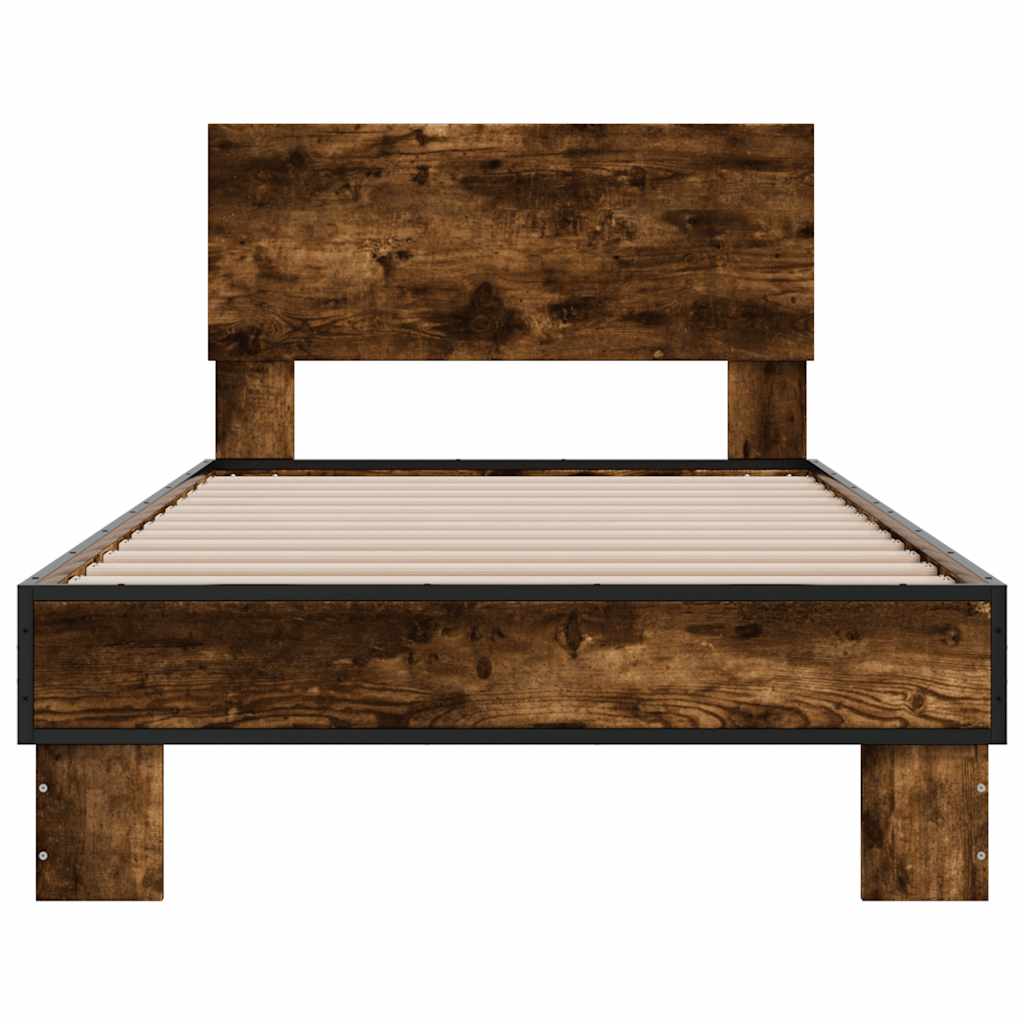 Cadre de lit sans matelas chêne fumé 90x190 cm